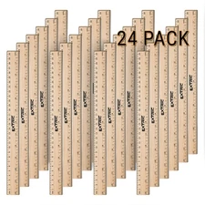 Rulers 24 Pack - Rulers 12 Inch, Wood Ruler with Metal Edge Greta for School,...