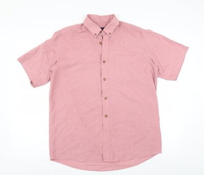 Kurzarm-Freizeithemd Herren UK Größe M Baumwolle Händler rosa Knopfleiste