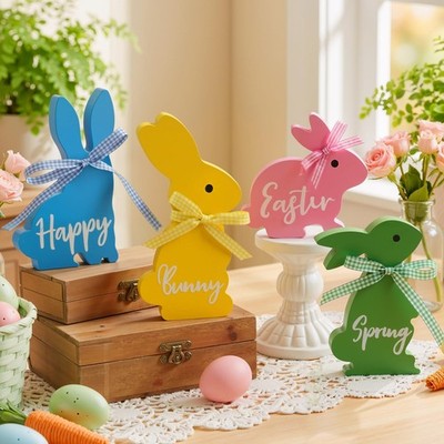 Easter Decor, 4 Pcs Bunny Spring Easter Decorations for Home Office Table, 5~...