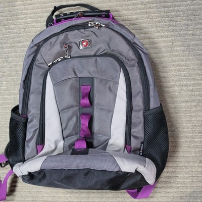 SwissGear Skywalk Double Gusset 16'' Padded Laptop Backpack Purple Black Rugged