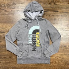 The North Face Hoodie Womens Small Gray Graphic Logo Pullover Sweatshirt Fleece