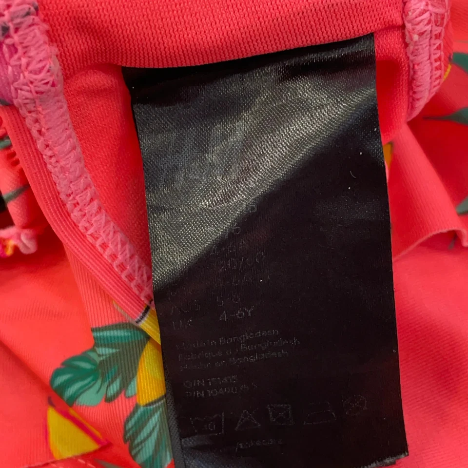 H&M, bikini, taille : 110/116, élasthanne/polyester, rose/jaune/vert, fleurs ... - Photo 3/4