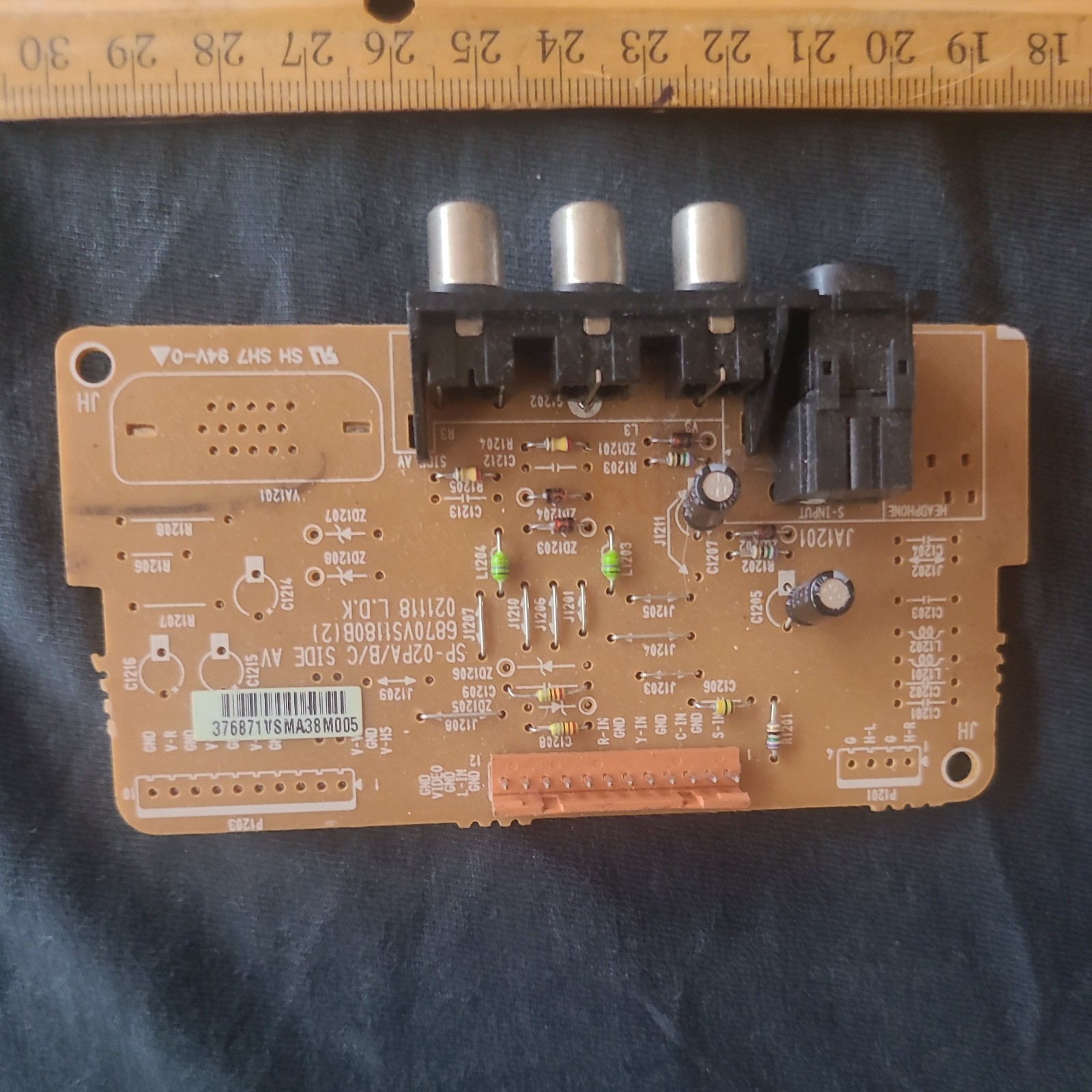 Sony TV Side AV Input Terminal Jack Board SP-02P/A/B/C 6870VS1180B(2) RCA S-Vide