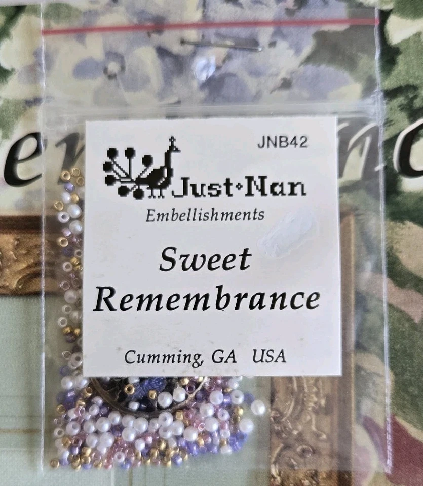 Just Nan Sweet Remembrance Sampler Cross Stitch Patten JNO73 & Embellishments - Image 3 of 4