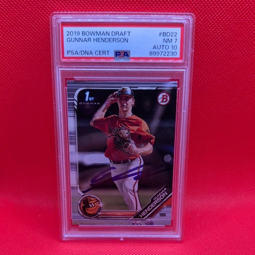 GUNNAR HENDERSON PSA 7 2019 BOWMAN DRAFT #CDA-GH IP AUTO 1ST PROSPECT Orioles