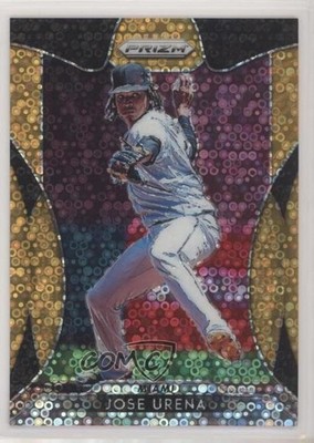 2019 Panini Prizm Neon Orange Donut Circle Prizm 19/150 Jose Urena #49 fh3