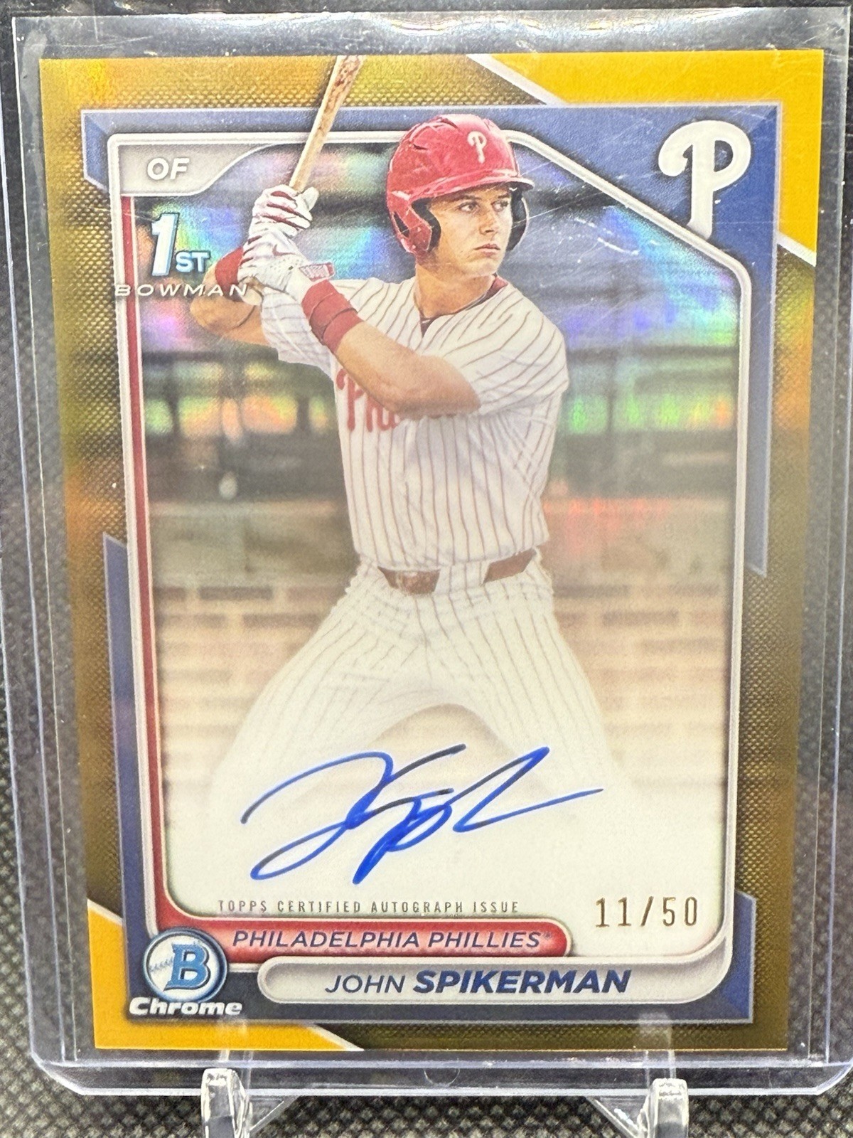 John Spikerman 2024 Bowman Draft #CPA-JSP 1st Chrome Autograph Gold /50