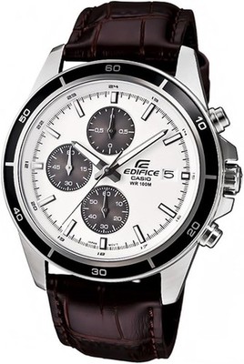Casio Edifice EFR-526L-7AV Chronograph White Dial Brown Leather Import Watch
