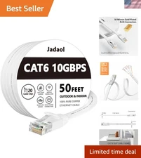Cat 6 Ethernet Cable 50 ft, Outdoor & Indoor 10Gbps Support Cat8 Cat7 Network...