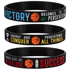 Basketball Silicone Motivational Wristbands, Rubber Inspirational Quote Brace...