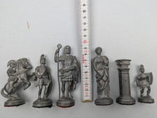 6 Schachbrettfiguren aus Zinn Schachbrett Figuren - Reinzinn !