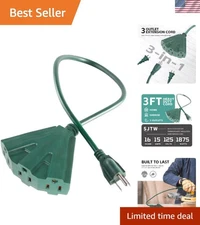 Heavy Duty Extension Cord 3 Outlet 16 3 SJTW 125V 15A 1875W Indoor Outdoor