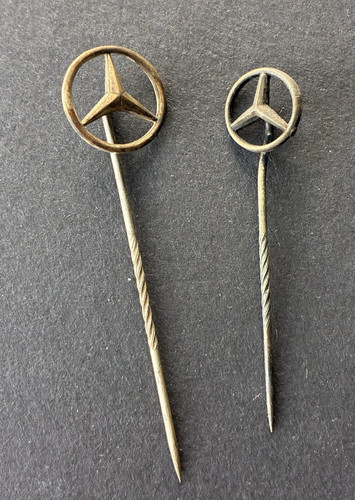 2 Vintage Mercedes-Benz Advertising Stick Pins w/ Three-Pointed Star Emblem