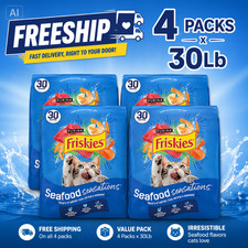 4 Packs Friskies® Seafood Sensations Adult Cat Dry Food - Seafood 30Lb 0.64 per pound