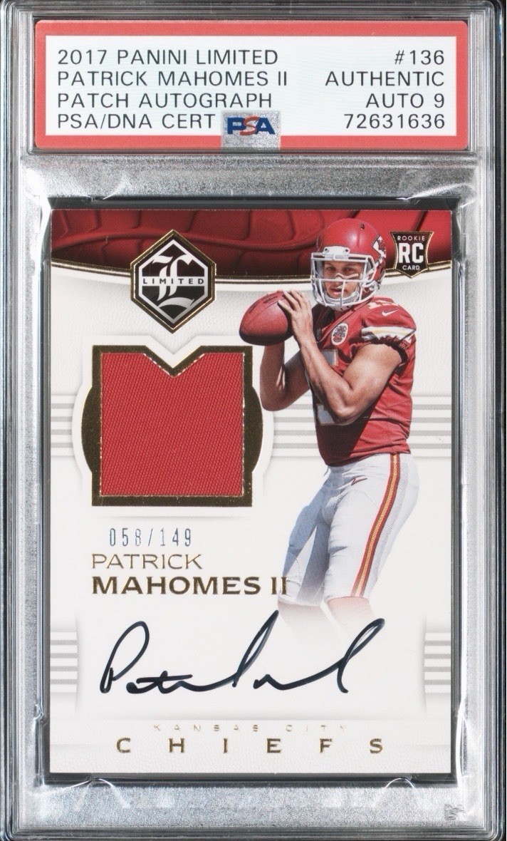 PATRICK MAHOMES II 2017 PANINI LIMITED #136 ROOKIE PATCH AUTO /149