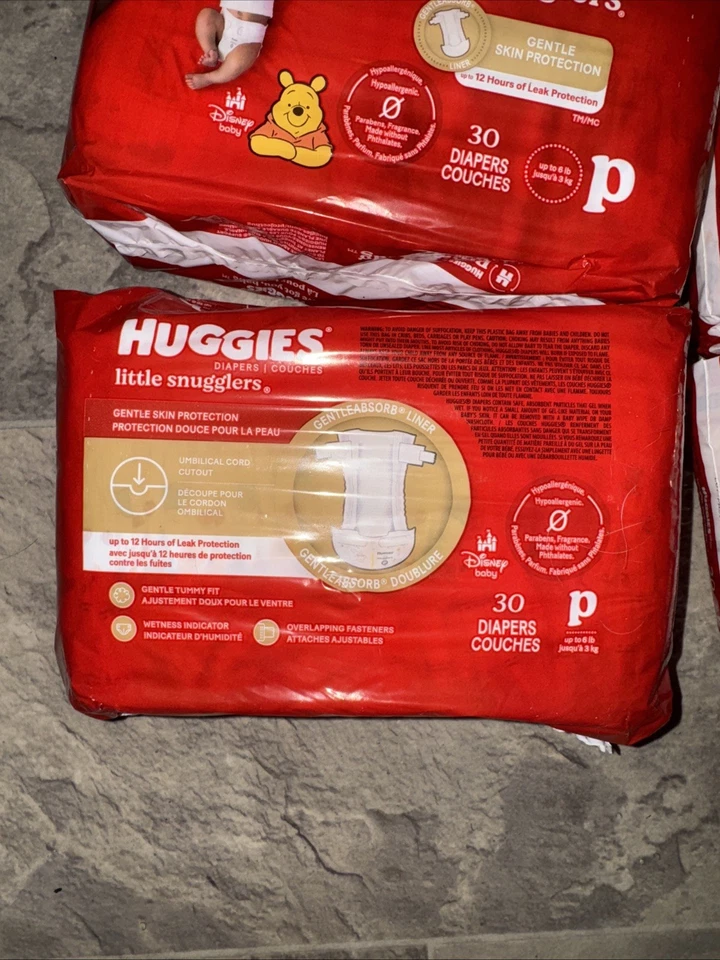 NUEVO 4 Pack Huggies Little Snugglers Pañales Bebé Prematuros 30 Ct Cada Paquete Foto 2 de 2