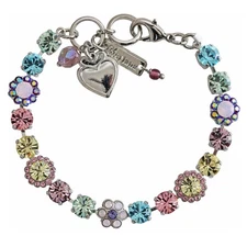 Mariana Sweet Summer Rhodium Petite Floral Multi Pastel Mosaic Crystal  Bracelet