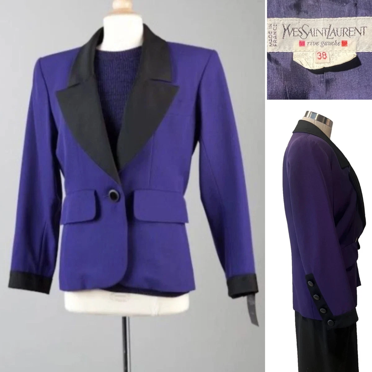 Saint Laurent Purple Regular Size Coats, Jackets & Vests for Women