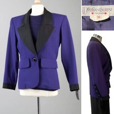 YSL Saint Laurent Vintage Purple/Black SB Wool Jacket 38FR/10-12Aust-UK/6-8US