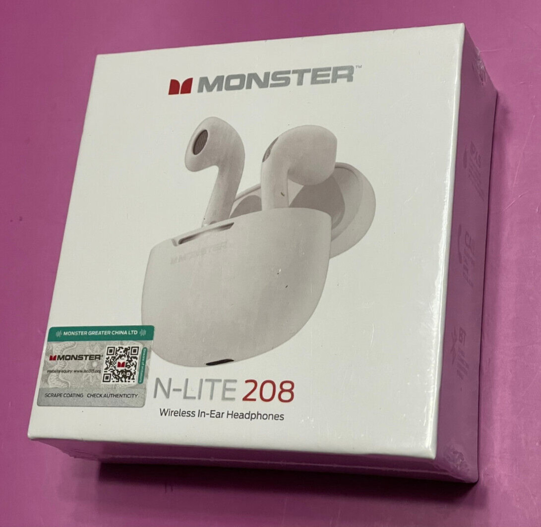 Monster N-Lite 208 Auriculares Inalámbricos Intrauditivos Bluetooth - Blancos - Nuevos