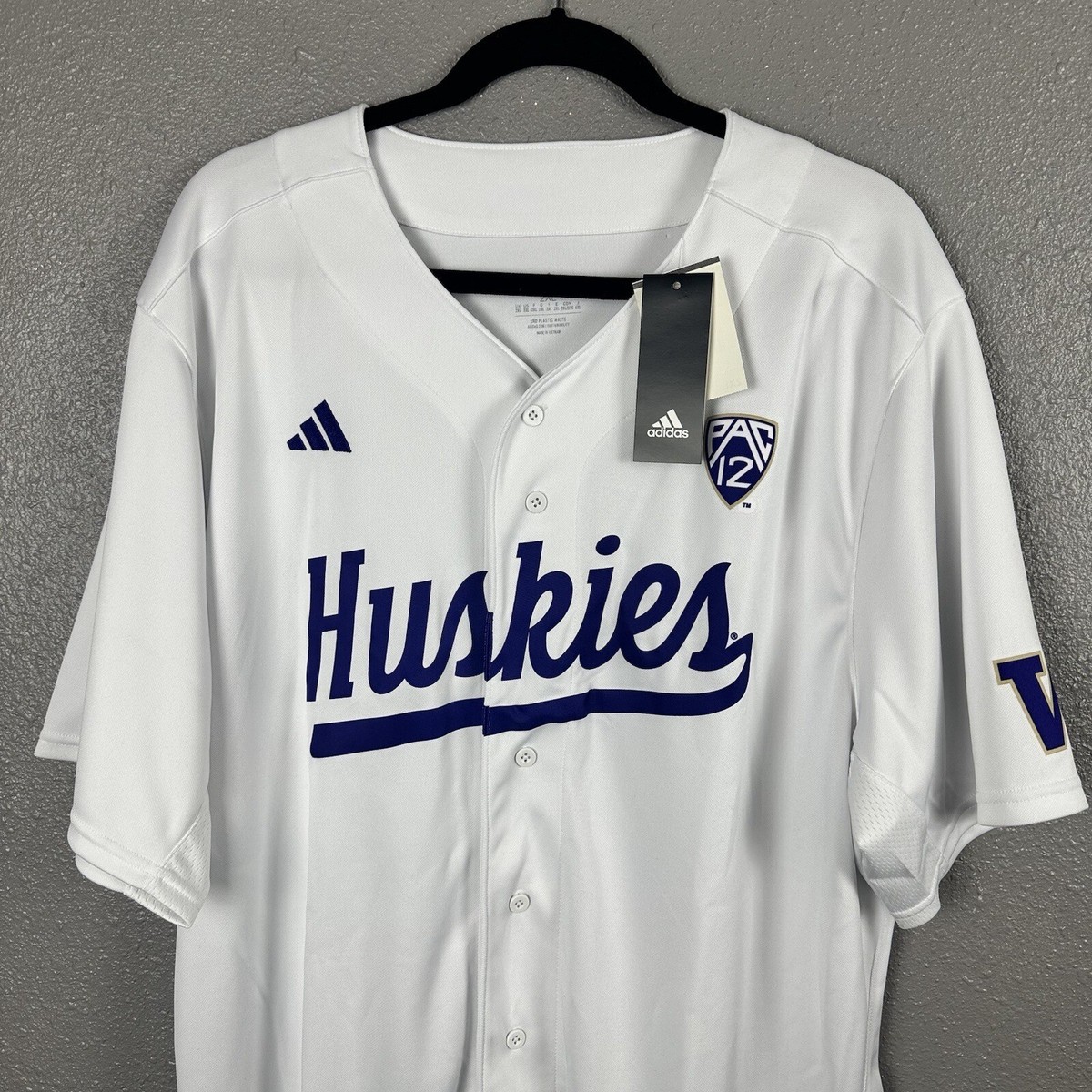 Adidas Washington Huskies Baseball Jersey Size 2XL Pac 12 U Dub
