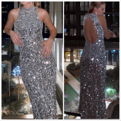 LAST NWT ZARA SILVER SEQUIN DRESS 2712/356 | eBay