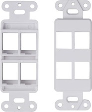 10 Pcs - 4 Port Decoration Wall Plate Keystone Insert 4 Gang White WallPlate