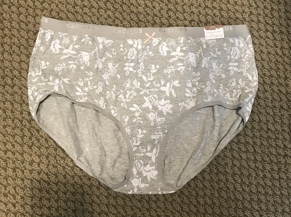 Bragas calzoncillos completas de algodón gris blanco floral talla 22/24 Cacique para mujer Foto 2 de 4
