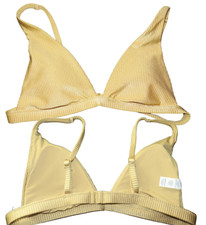 American Eagle Aerie Women's Gold Ribbed Padded Triangle Bikini Top Size S