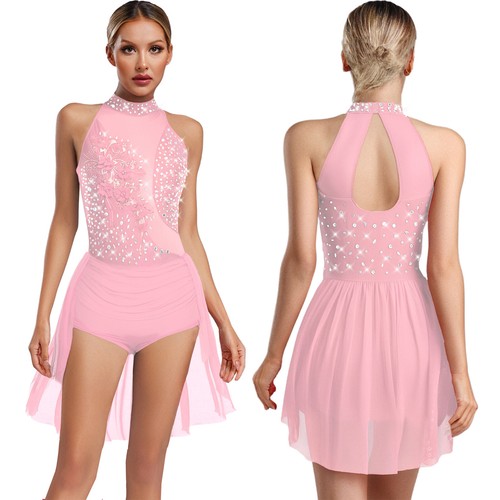 Lyrisches Tanzkleid mit Applikation für Damen unregelmäßig Tüllrock Turnanzug Tanzkostüm - Bild 63 von 86