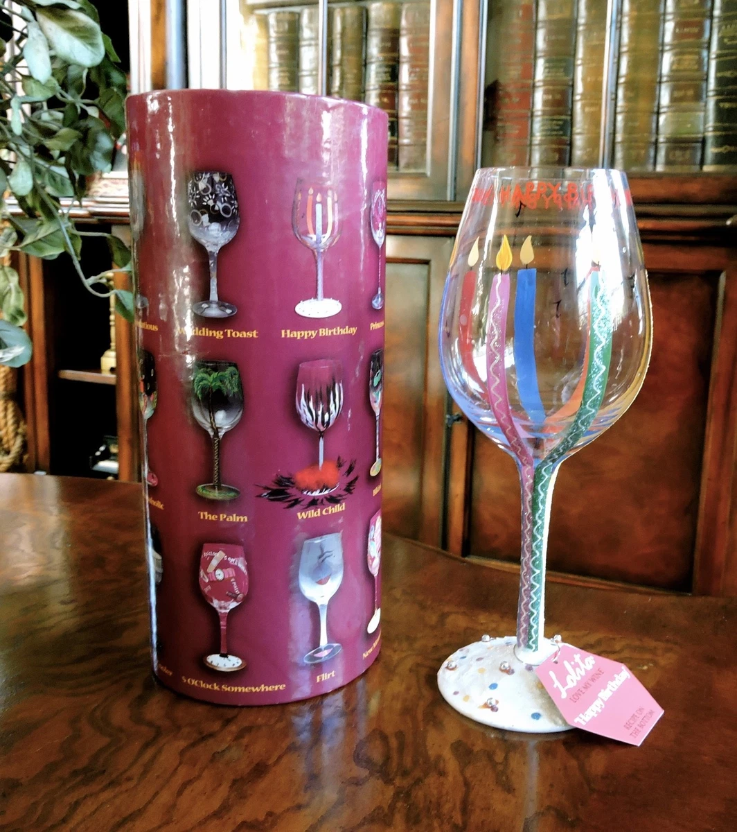 Lolita Happy Birthday Wine Glass Candles Love My Wine Handpainted