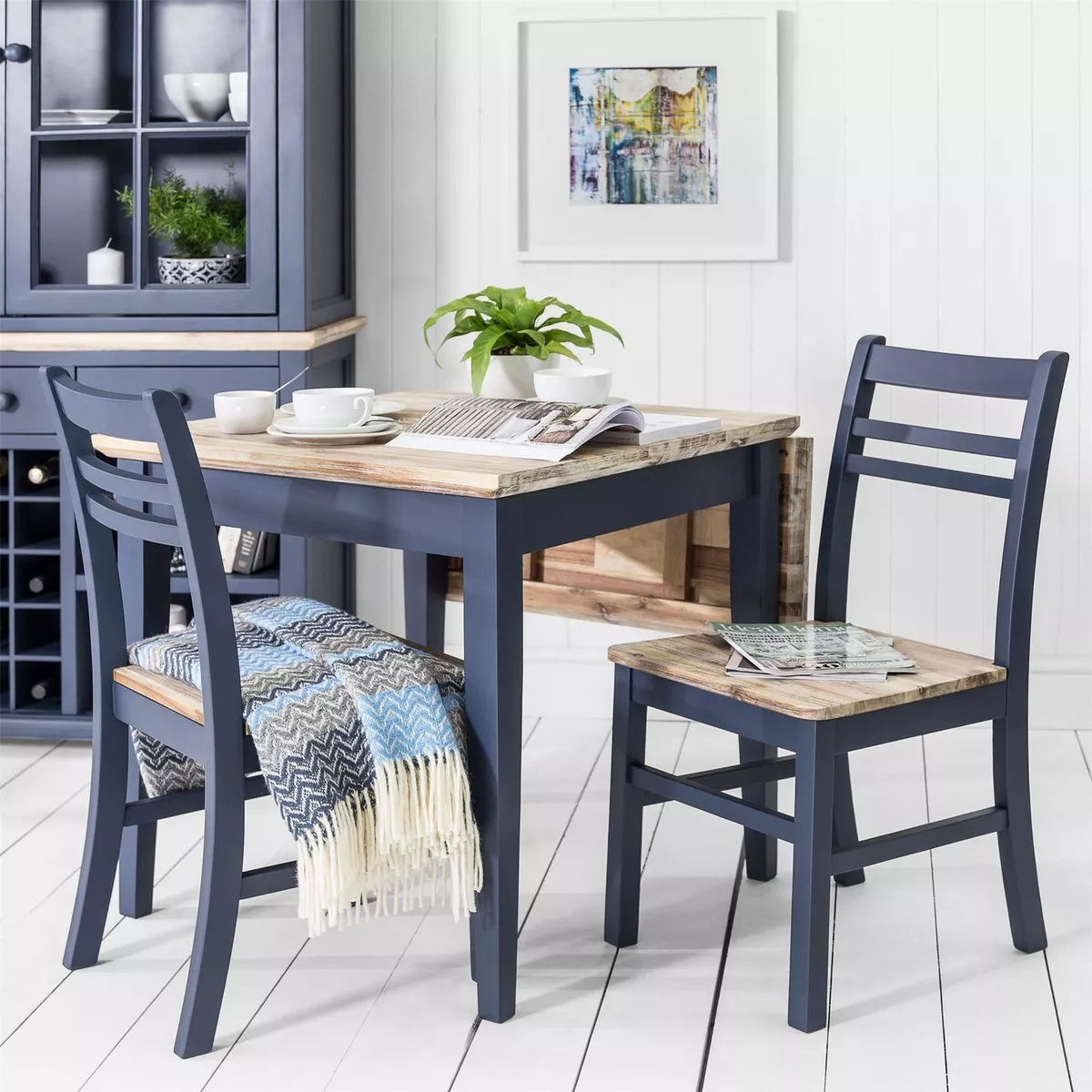 Blue wood chairs deals