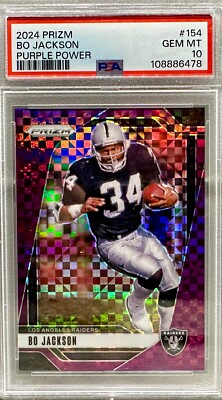 JERSEY NUMBER MATCH! 2024 Prizm Bo Jackson Purple Power 34/49! PSA 10 POP 1!