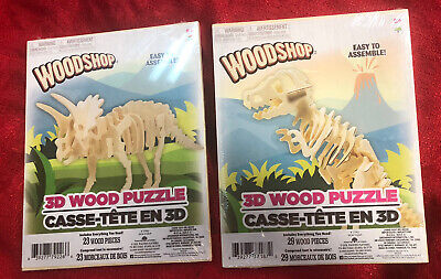 New 23 Piece Triceratops Dinosaur 3D Wood Puzzle Easy To Assemble