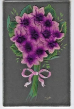 1890s Bouquet of Violets Raised Embossed Textured
