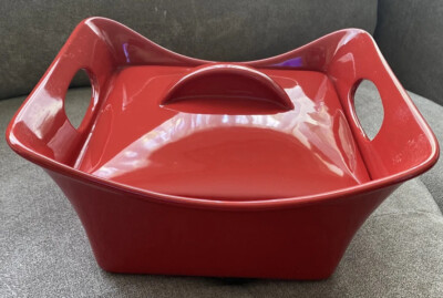 Rachael Ray Red 4QT with Lid Stoneware Ceramic Bakeware