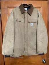 Vtg 1988 Carhartt Quilted Chore Jacket Corduroy Collar Canvas Size 50 CQ186