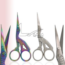 2 Stork Sewing Embroidery ManiCure Scissors Multi Color  Silver 3.5" Bird Shape