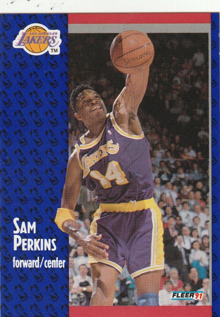 FREE SHIPPING-MINT-1991-92 Fleer Sam Perkins #101 LAKERS
