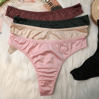 5packs Lot Sexy Womens Satin Panties Thongs G string Bikinis T back Brief Undies