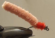 Fly Fishing Flies 12 Beaded Dust Mop Fly Hot Spot Light Pink sz 10 Barbless Jig