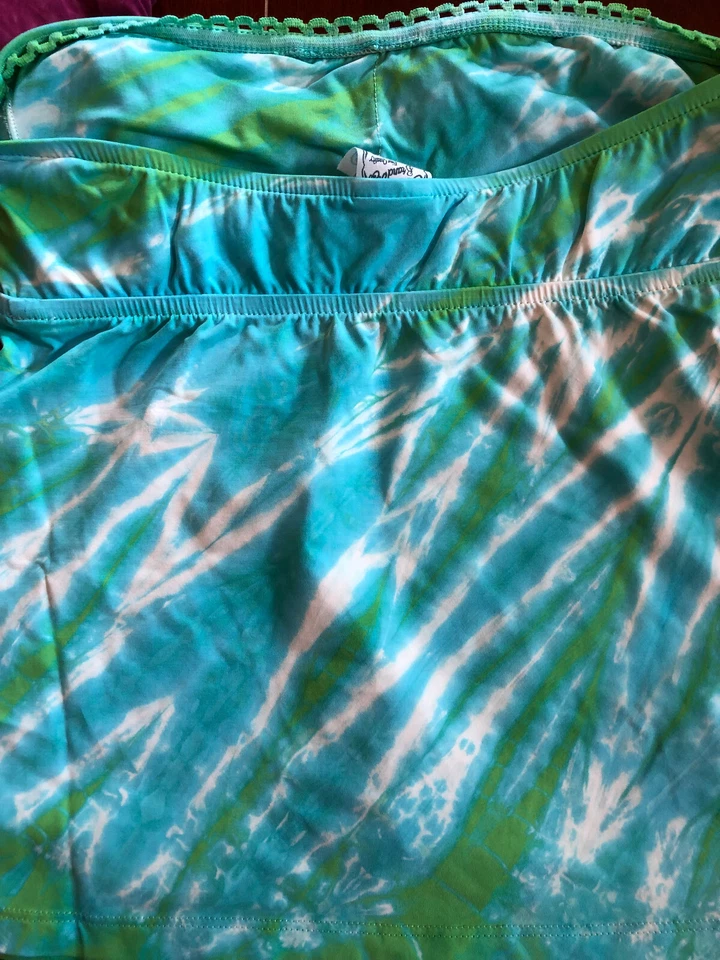 Set of 4-Lucky Brand Tankini Top Swimsuit Swimwear S Small Solid & Tye Dye - Image 3 of 4