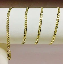 10k Yellow Gold 20" Solid Concave Cuban Curb Link Chain Necklace 2.8mm 3.8 grms