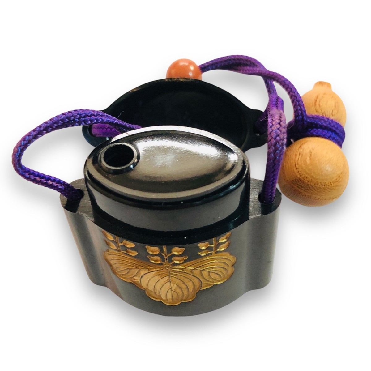 Japanese Samurai Inro Case Pill Box Netsuke Paulownia Floral