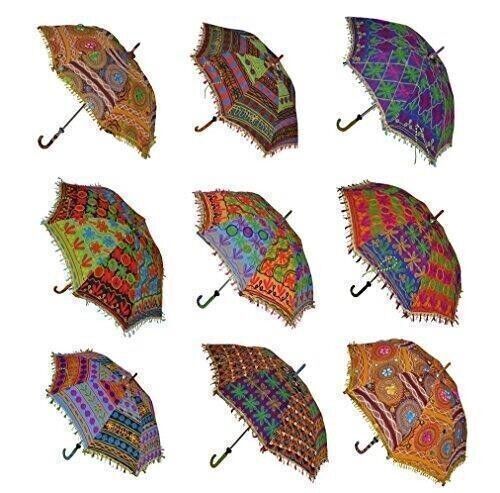 Wholesale Lot 50 PC Indian Decorative Party Designe Umbrella Cotton Sun Parasol - Picture 4 of 7