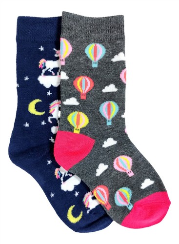Girls Crazy Socks Unicorns Hot Air Balloons Sock Size 6-8 Fit Most Kids age 5-10 - Picture 5 of 5