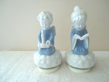 Vintage Set Of 2 Made In Japan Maruho Boy & Girl Angels Music Boxes " BEAUTIFUL 