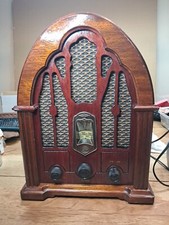 General Electric Wood Cathedral 1932 Replica AM/FM Radio Vintage TESTED T61