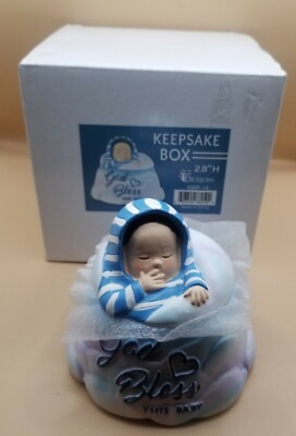 Dicksons God Bless This Baby Boy Resin Keepsake Box