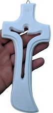 Wall Hanging white cross Christian modern artistic from Medjugorje 7.3''